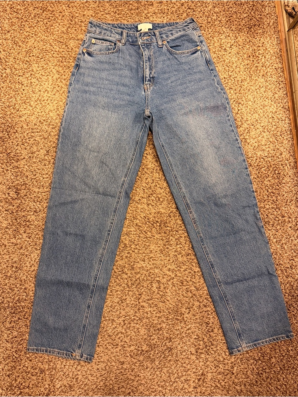 H&M High-Rise Straight Leg Jeans - Light Blue Wash